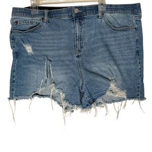 Torrid Plus Size 20 High‎ Rise Denim Shorts Distressed Frayed Hem Cut Off Split